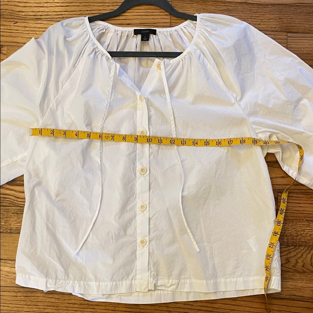 J. Crew White Button-Up Poplin Blouse with Balloon Sleeves L - Picture 9 of 9